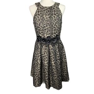 Muse Womens Party Dress Size 10 Lined Animal Print‎ Pleated Sleeveless Back Tie